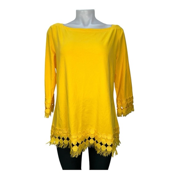 Peck & Peck Yellow Embroidered Tunic Women’s Top – Size M New with tags - Picture 1 of 10